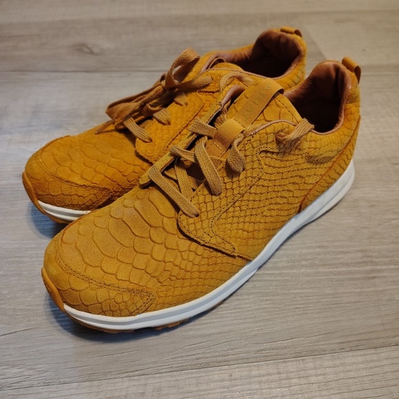 Ariat Shoes - Ariat Fuse Mustard Yellow Snake Embossed Leather Sneakers 10018465 Womens 8.5 B